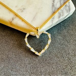 Heart Necklace 18k Gold Pave Crystal Heart Pendant